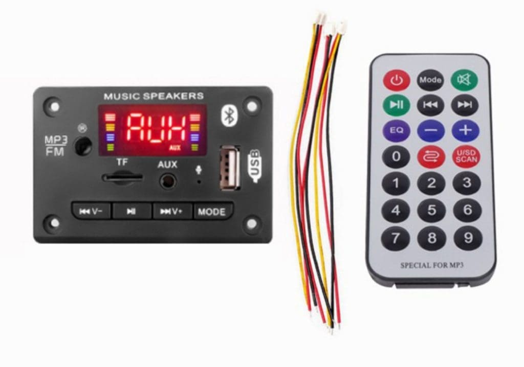 Decodificador MP3 Bluetooth 5.0 con FM, USB, TF y Control Remoto – Módulo de Audio 5V/12V