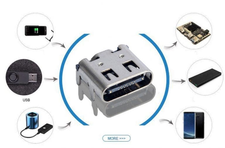 Conector USB Tipo C Hembra 16 Pines para Placa (SMD + DIP) - vista 2