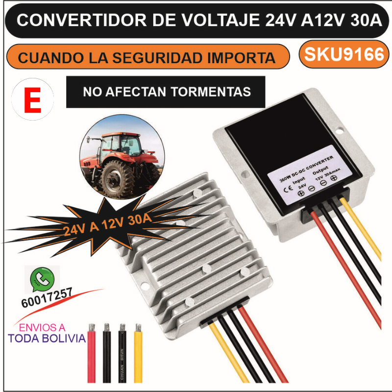 Convertidor de Voltaje 24V a 12V 30A Alta Eficiencia Convertidor de Voltaje 24V a 12V 30A Alta Eficiencia