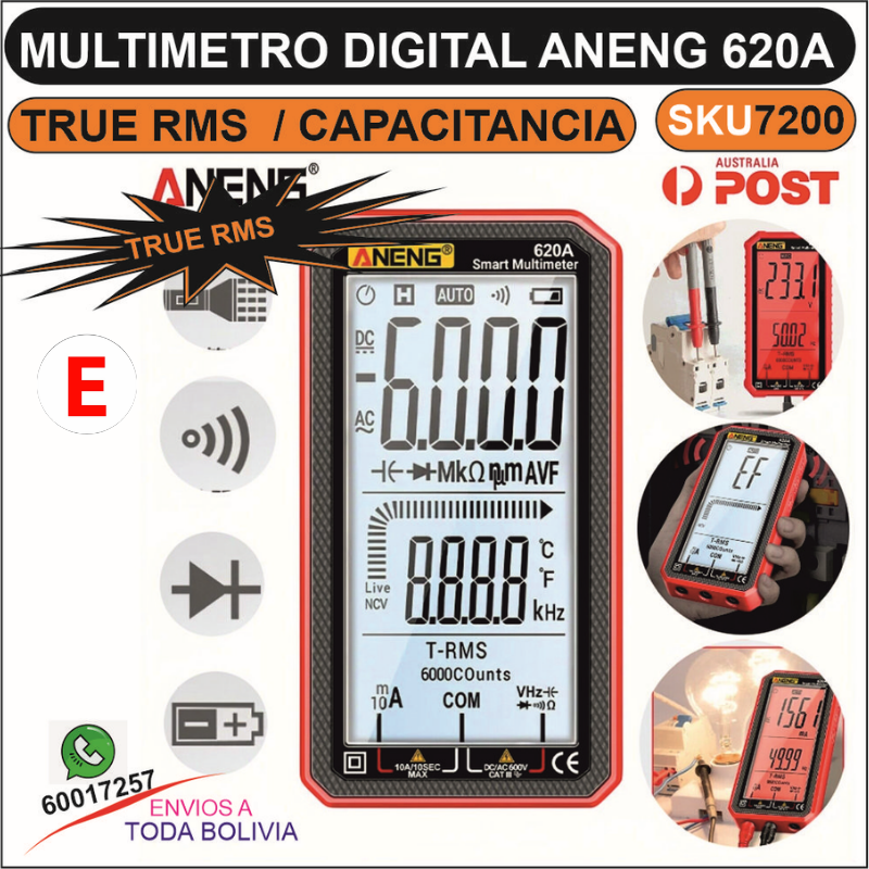 Multímetro Digital Profesional ANENG 620A - Precisión True RMS para Mediciones Avanzadas