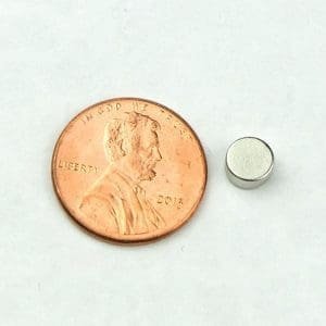 Imán de neodimio forma disco 6 mm x 3 mm 1/4 "x1 / 8" N52  [6x3]mm