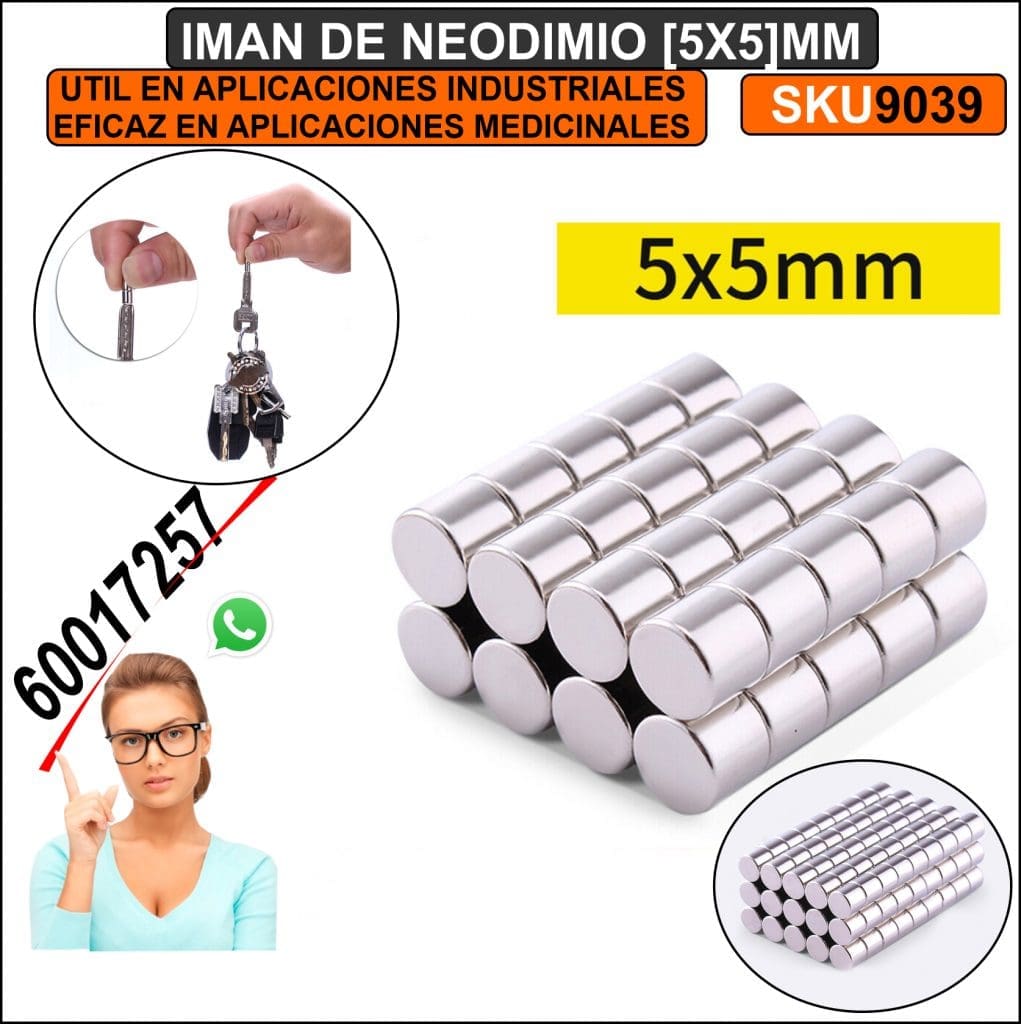 Imán de Neodimio Cilíndrico 5x5 mm