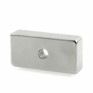 iman de neodimio rectangular con  orificio circular 20mm x 10mm x 5mm x 5mm. [20x10x5x5]mm