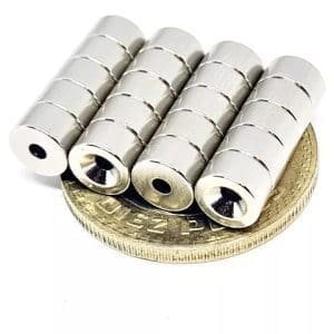SKU2204 Iman de  neodimio anillo avellanado el agujero de 2mm Diametro  7mm x  4mm. [7x4]mm