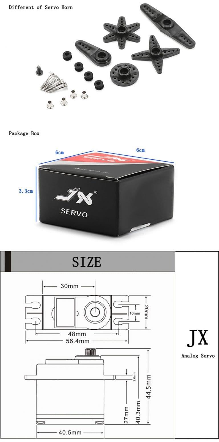 Servo Motor 20 kg JX PS-5521MG Engranajes Metálicos 90° 23 Servo Motor 20 kg JX PS-5521MG Engranajes Metálicos 90° - vista 3