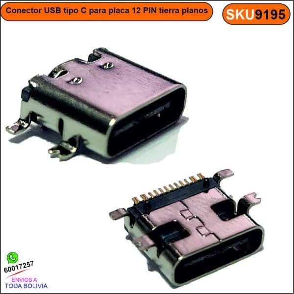 Conector USB tipo C para placa 12 PIN tierra planos