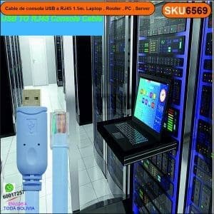Cable de consola USB a RJ45 1.5m. Laptop , Router , PC , Server