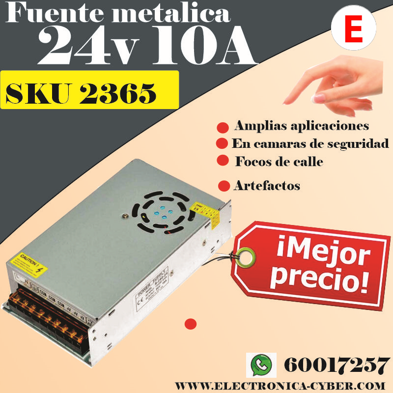 ⚡🔧 Fuente de Alimentación Metálica 24V 10A 240W ¡Potencia y Confiabilidad para tus Proyectos Electrónicos! 🔧⚡