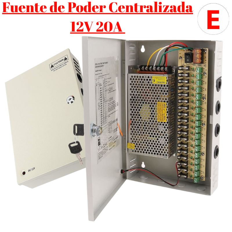 🔐💡 Fuente de Poder Centralizada 12V 20A 18CH ¡Energía Segura y Organizada para tus Sistemas de Seguridad! 💡🔐