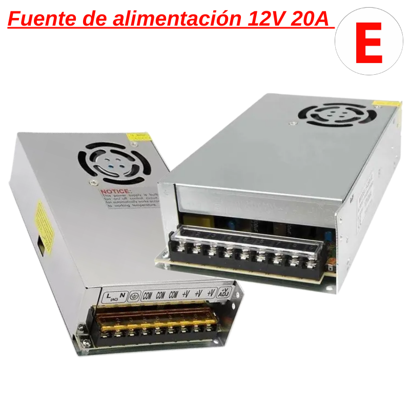 🔥🌀Fuente metálica 12V 20A con cooler integrada ¡Enfriada y lista para rendir al máximo! 🛡️⚙️
