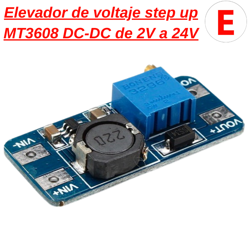 🚀🔋¡Modulo Elevador de voltaje step up MT3608 DC-DC de 2V a 24V con hasta 2A de poder compacto Impulsa tu voltaje sin miedo! ⚡🧰
