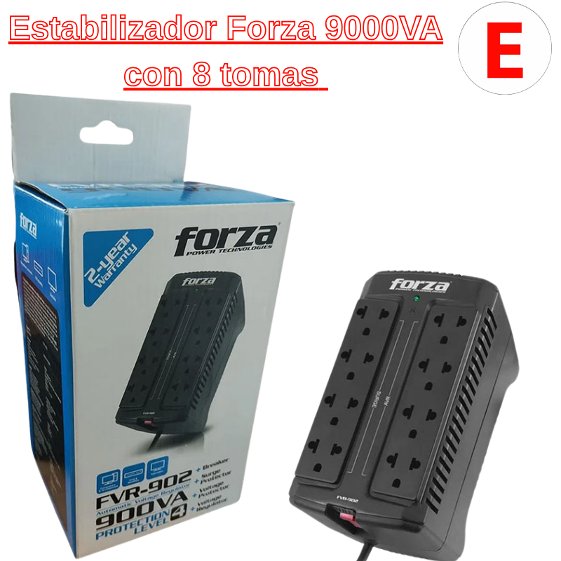 🧲⚡Regulador de Voltaje Forza FR-FVR902 900VA con 8 tomas ¡Protección masiva para múltiples equipos! y defensa total contra bajones 🖥️🛡️