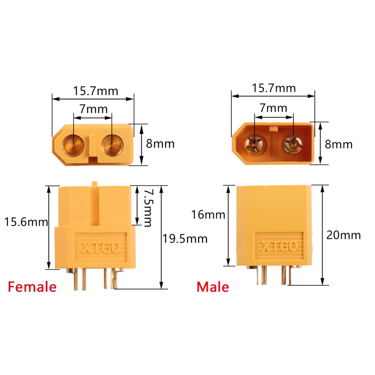 Conectores XT60 Macho y Hembra para Baterías LiPo - vista 2