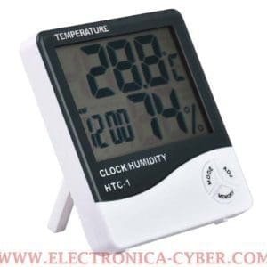 Medidor de humedad y temperatura LCD digital con reloj alarma