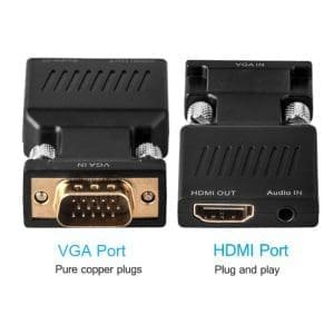 Convertidor Adaptador VGA a HDMI 1080P con cable de alimentación de audio.
