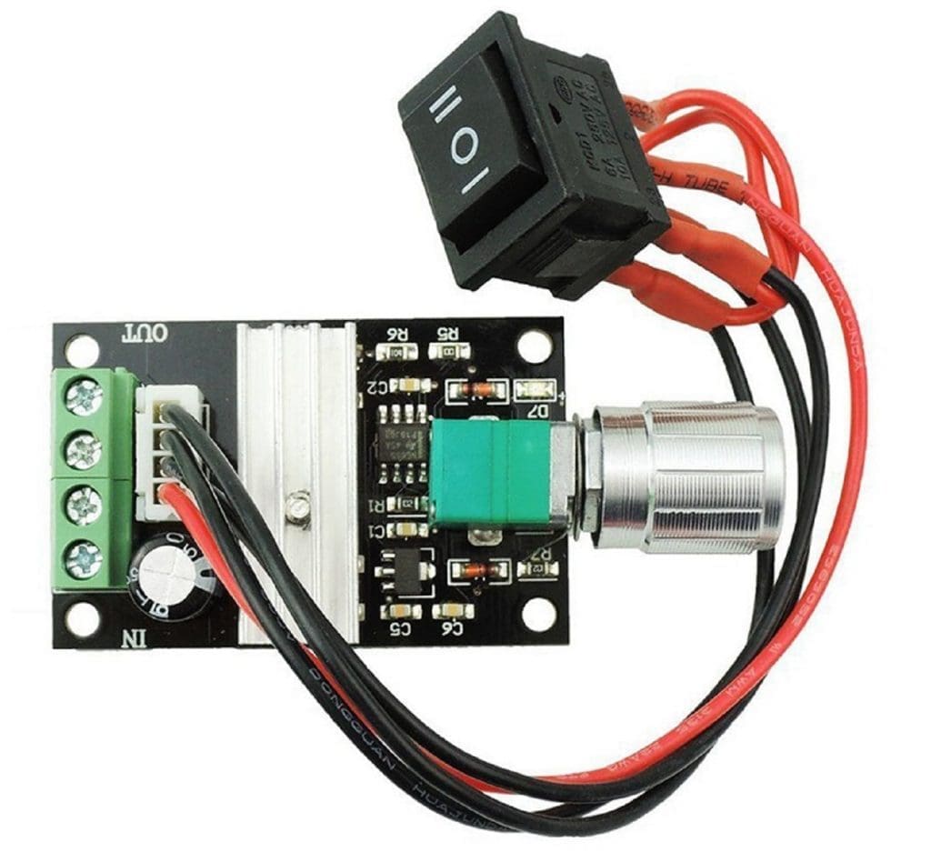 Controlador de velocidad PWM 12V – PWM Controlador de velocidad 12V 24V 28V 3A de motores DC Velocidad ajustable Interruptor de marcha atrás. Dimer.