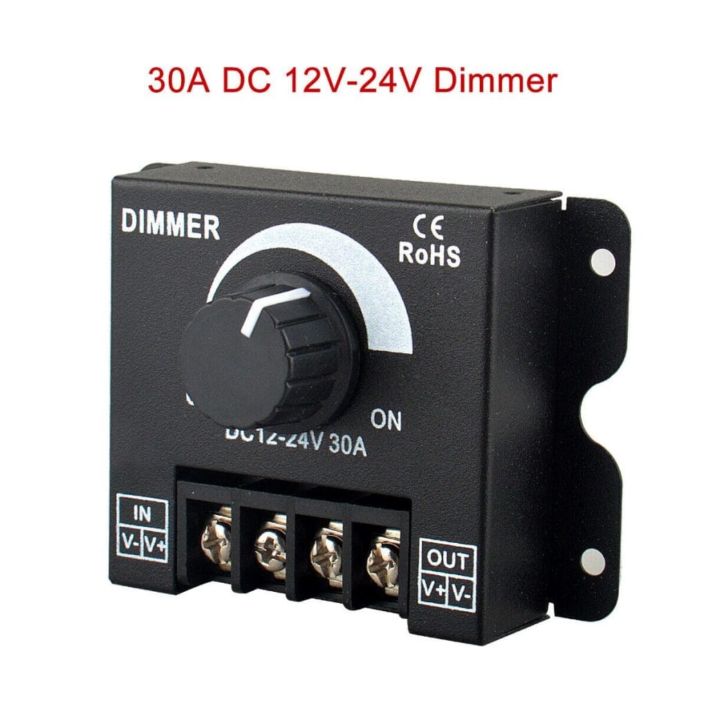 Controlador de atenuación brillo – Controlador de atenuación brillo manual DC12-24V 30A para tira de luz LED tipo dimer.