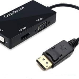 Adaptador DisplayPort a VGA  DVI HDMI 1x3 para Pc y Laptop 2K 4K