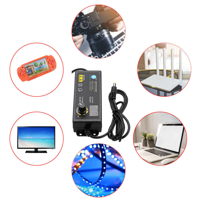 Fuente Regulable 3V a 12V 8A 90W con Pantalla LED – Adaptador de Voltaje Ajustable con Plug 5.5 x 2.1 mm para Taller y Proyectos - vista 2