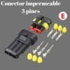 Super seal conector de cable eléctrico impermeable para coche de 3 pines