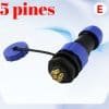 IP68 Conector impermeable SD20 20mm 5 Pines Enchufe de aviación conector de alto voltaje.