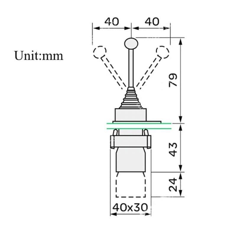 Interruptor Joystick de 2 Posiciones con Retorno por Resorte 22 mm - vista 2