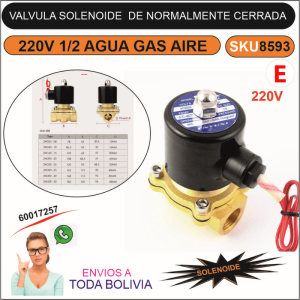 Válvulas solenoides 1/2 220V de Agua, Gas, Aire, Aceite, Multifluido de Alto Rendimiento NORMALMENTE CERRADA
