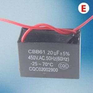 Capacitor de ventilador CBB61 450V 20UF 50/60Hz 5% Solución Completa para Motores Monofásicos