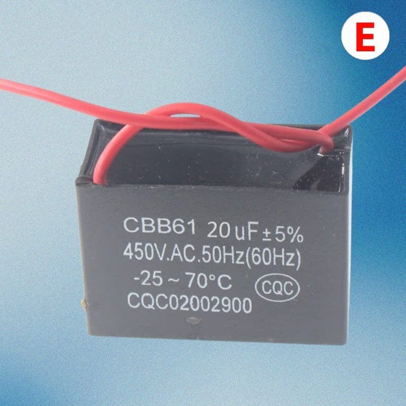 Capacitor de ventilador CBB61 450V 20UF 50/60Hz 5% Solución Completa para Motores Monofásicos