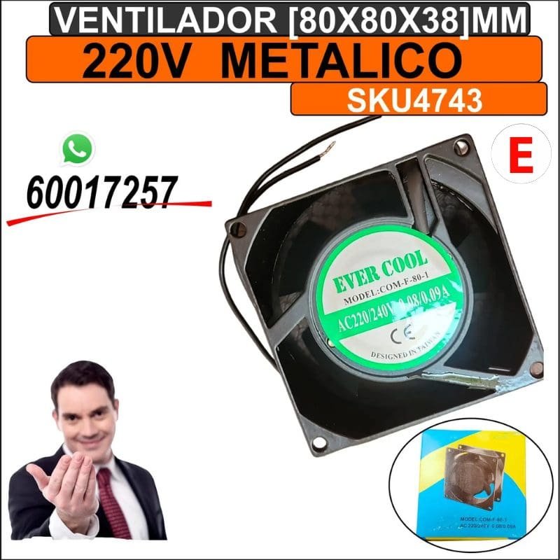 Ventilador [80x80x38]mm [8x8x3.8]cm 220V Silencioso, Duradero y Fácil de Instalar