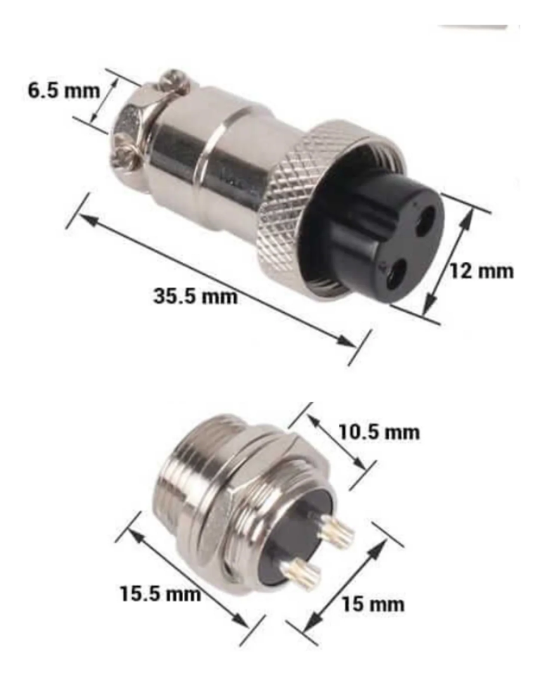 Conector de Aviación GX12 de 3 Pines Macho y Hembra 12 mm - vista 2