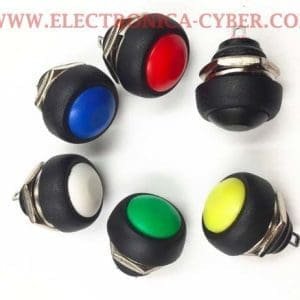 Botón pulsador momentáneo eléctrico de 12mm. Vida mecánica 1 000 000 ciclos Vida Eléctrica 200 000 ciclos