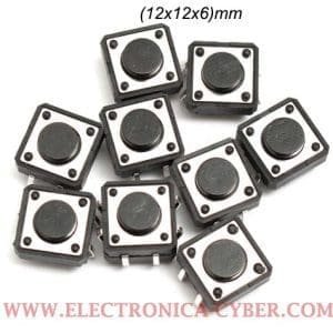PULSADOR TIPO BOTÓN DE TENSIÓN TACTIL CABEZA PLANA TACTIL INTERRUPTOR (12x12x6)mm