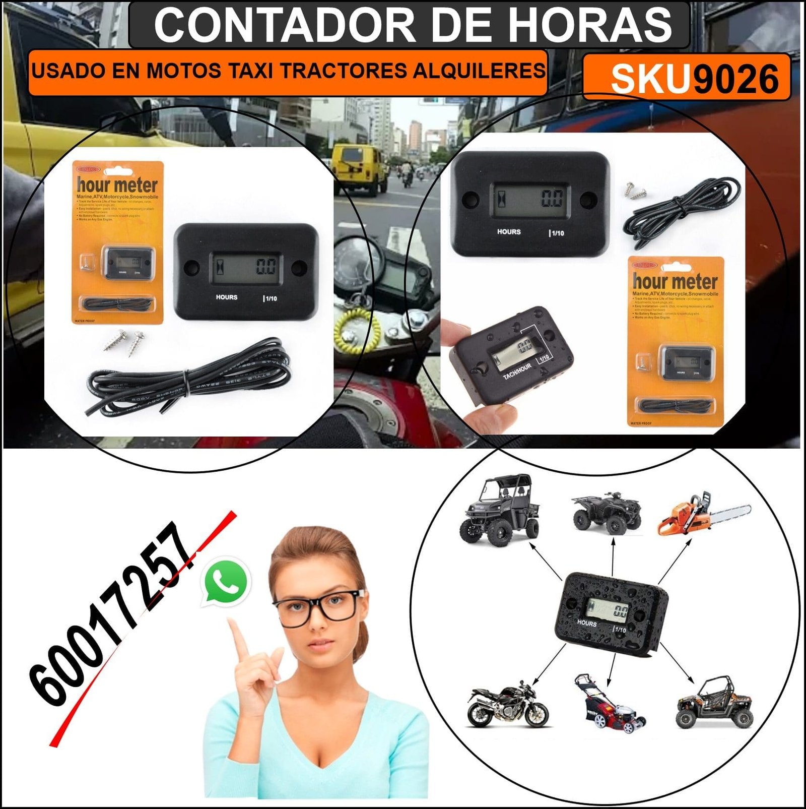 Contador de horas de motocicleta Automóvil Tractores Digital