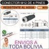 Conector del sensor M12 resistente al agua 4 pines macho + hembra