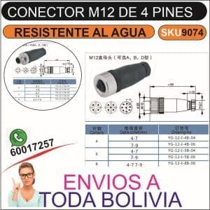Conector del sensor M12 resistente al agua 4 pines macho + hembra