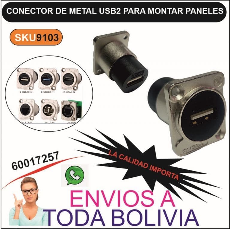 Conector de metal USB2 para montar paneles.