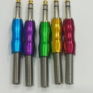 Conector plug stereo 6.3 punta dorada metalico fino