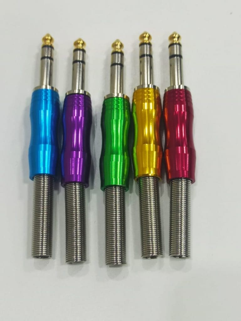 Conector plug stereo 6.3 – Conector plug stereo 6.3 punta dorada metalico fino