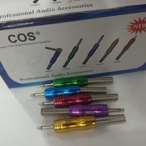 Conector plug metalica mono 3.5  Multicolor azul verde dorado y violeta