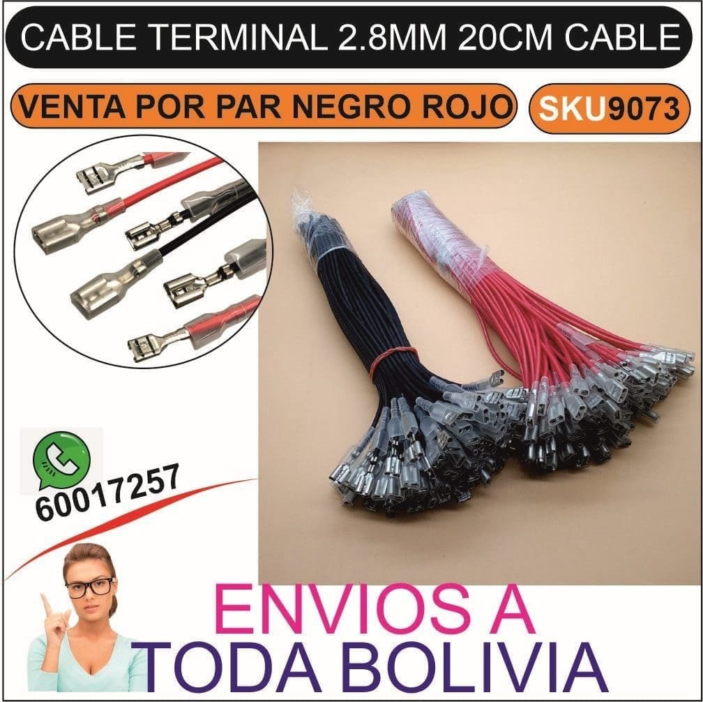 Cable terminal 2.8mm 20cm de largo venta por par rojo y negro