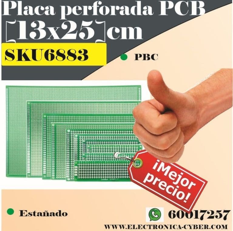 Placa Perforada PCB 13x25 cm Doble Cara Estañada para Prototipos 18 Placa Perforada PCB 13x25 cm Doble Cara Estañada para Prototipos - vista 3