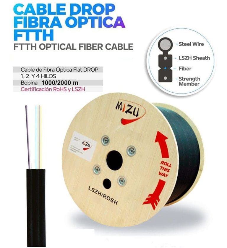 Cable de Fibra Óptica Drop de 1 Hilo para FTTH Bobina de 1000 m - vista 2