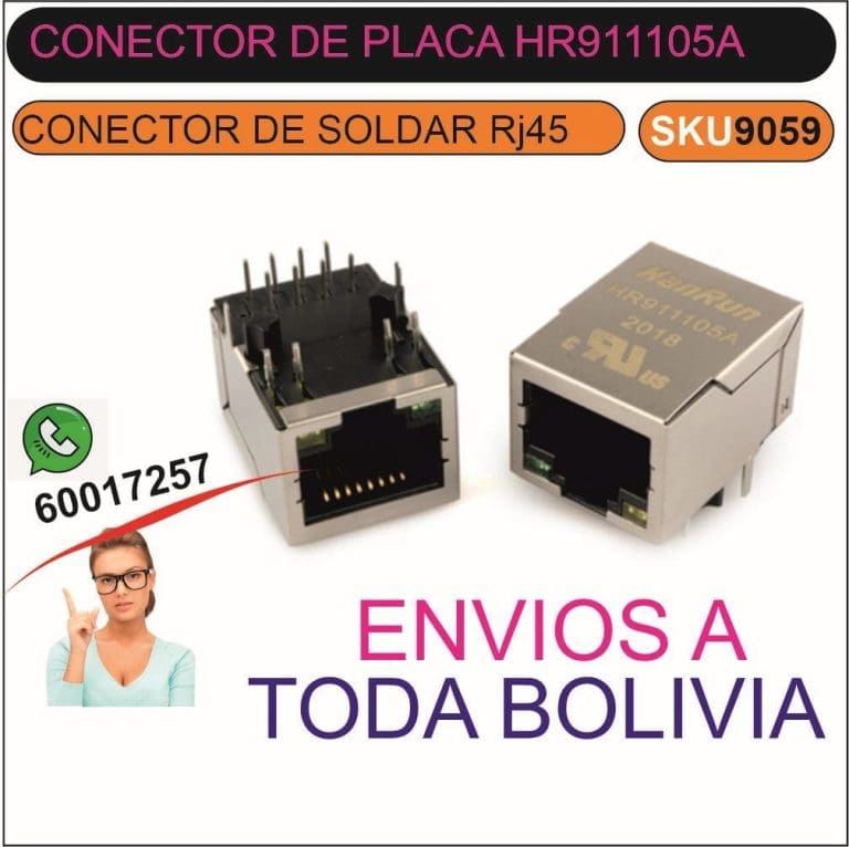 Conector RJ45 para PCB HR911105A con Transformador y LEDs - vista 2