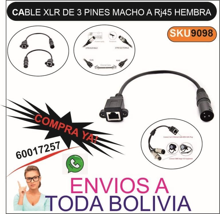 Cable Adaptador XLR 3 Pines Macho a RJ45 Hembra para DMX - vista 2