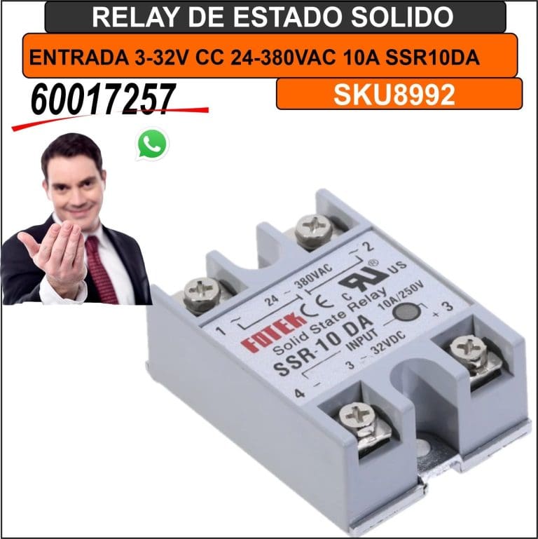 Relé de Estado Sólido SSR-10DA 10A Control 3-32V DC Carga 24-380V AC 18 Relé de Estado Sólido SSR-10DA 10A Control 3-32V DC Carga 24-380V AC - vista 3