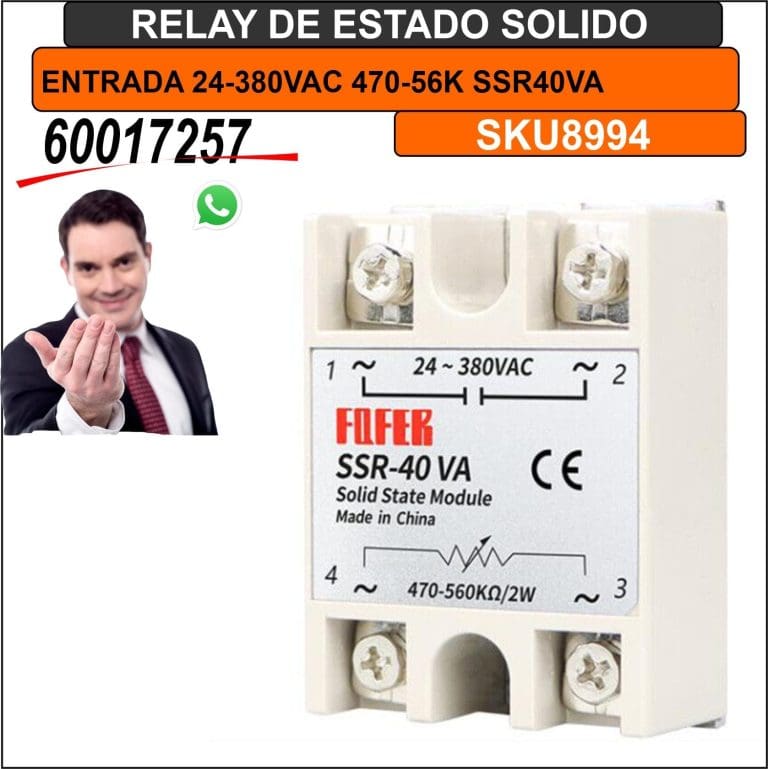 Relé de Estado Sólido SSR-40DA 40A Control 3-32V DC Carga 24-380V AC - vista 3