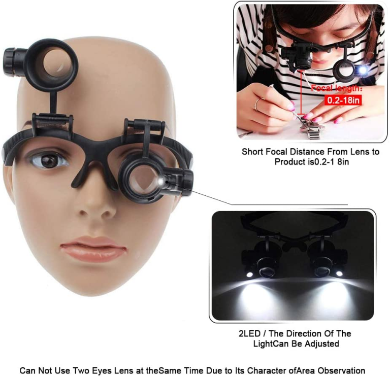 Lupa de Cabeza con Lentes Intercambiables 10X a 25X y Luz LED 22 Lupa de Cabeza con Lentes Intercambiables 10X a 25X y Luz LED - vista 2
