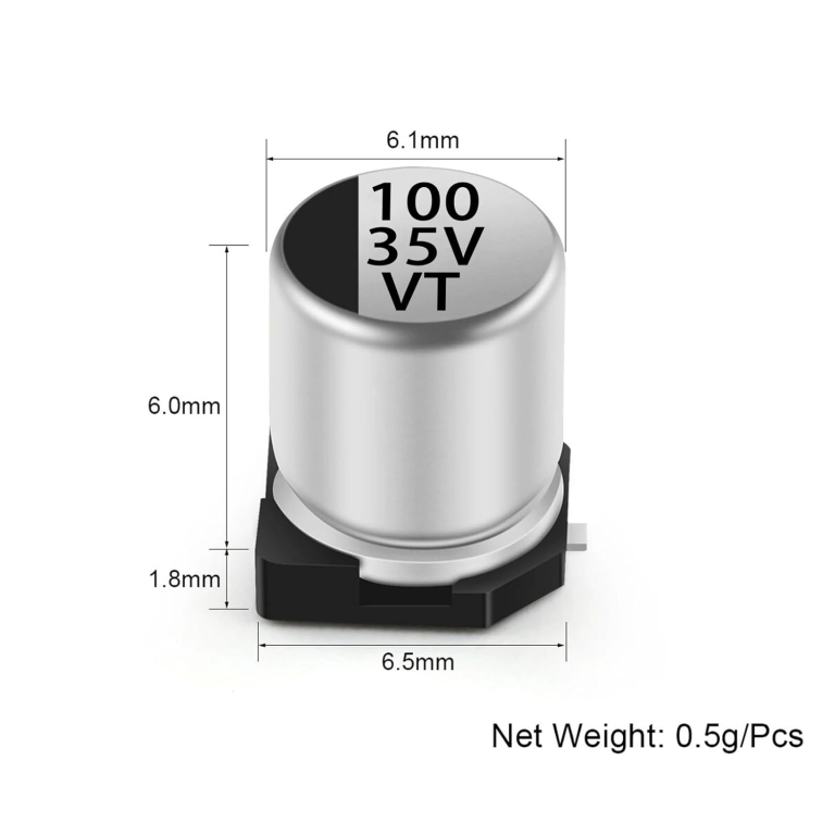 Capacitor Electrolítico SMD 100 µF 35V 6.3 x 7.7 mm 22 Capacitor Electrolítico SMD 100 µF 35V 6.3 x 7.7 mm - vista 2