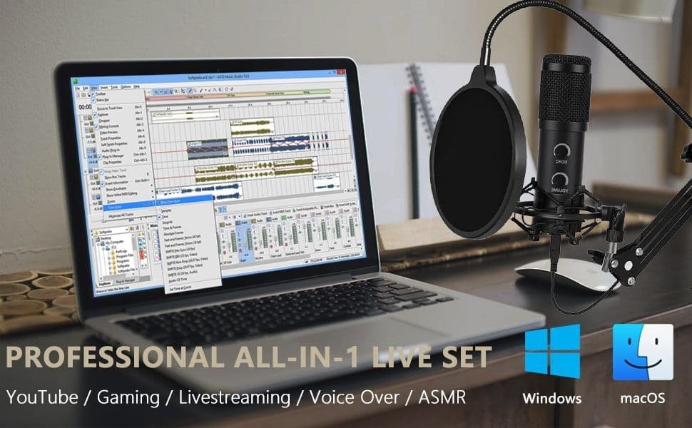 Micrófono profesional con condensador USB para computadora, ideal para juegos, podcast, transmisión en vivo, grabación de YouTube, karaoke en la computadora, Plug & Play